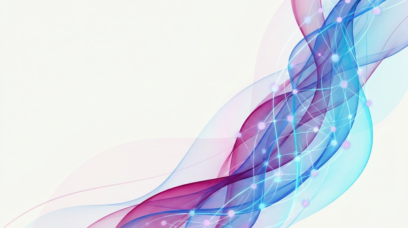 Abstract flowing ribbons and a connected network, a sense of movement and systems coming together